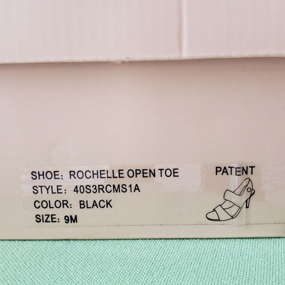 MICHAEL KORS WOMEN'S ROCHELLE OPEN TOE SHOES: BLACK PATENT 9M PRE-OWNED W/BOX - Picture 8 of 16